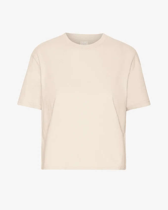 T-shirt court ample en coton bio - Blanc ivoire