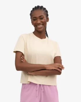 T-shirt court ample en coton bio – Blanc ivoire