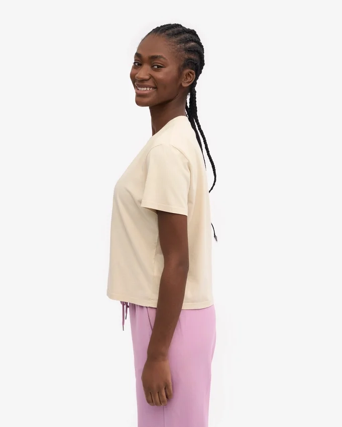 T-shirt court ample en coton bio - Blanc ivoire