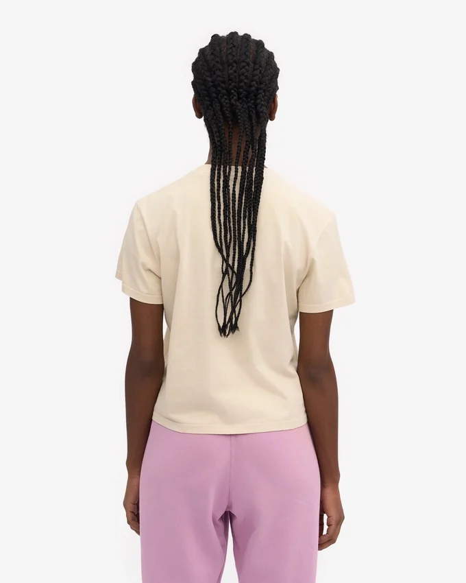 T-shirt court ample en coton bio - Blanc ivoire