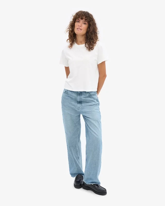 T-shirt court ample en coton bio - Blanc optique
