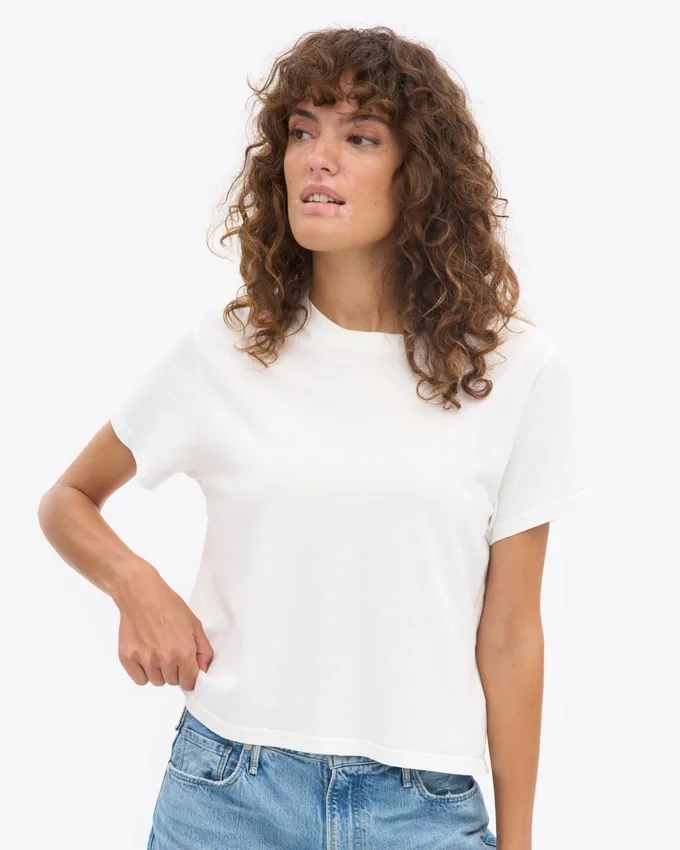 T-shirt court ample en coton bio - Blanc optique