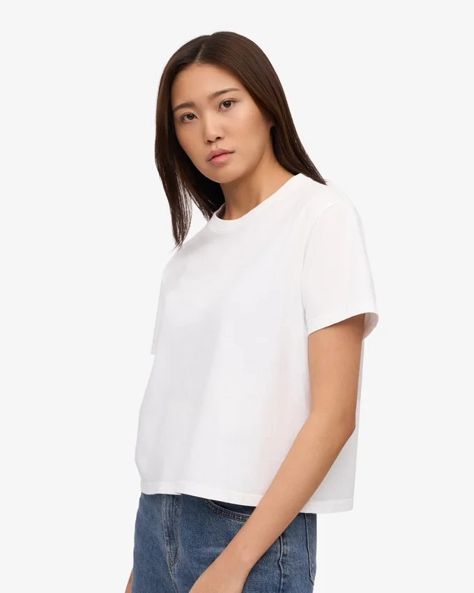 T-shirt court ample en coton bio - Blanc optique