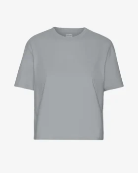 T-shirt court ample en coton bio - Bleu acier