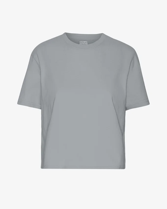 T-shirt court ample en coton bio - Bleu acier
