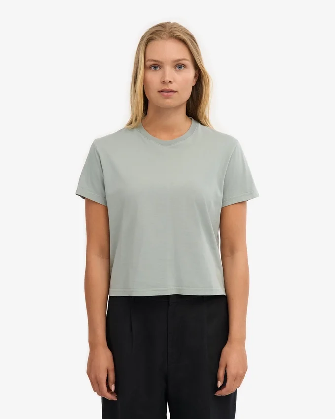 T-shirt court ample en coton bio - Bleu acier