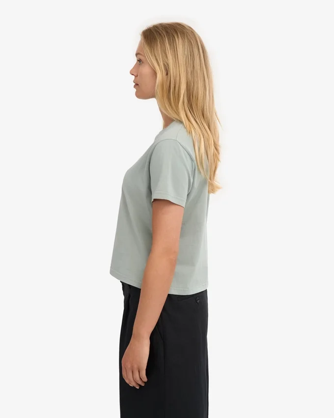 T-shirt court ample en coton bio - Bleu acier