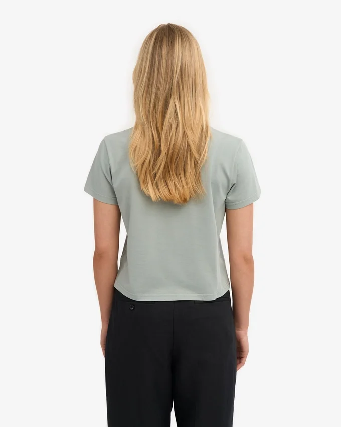 T-shirt court ample en coton bio - Bleu acier