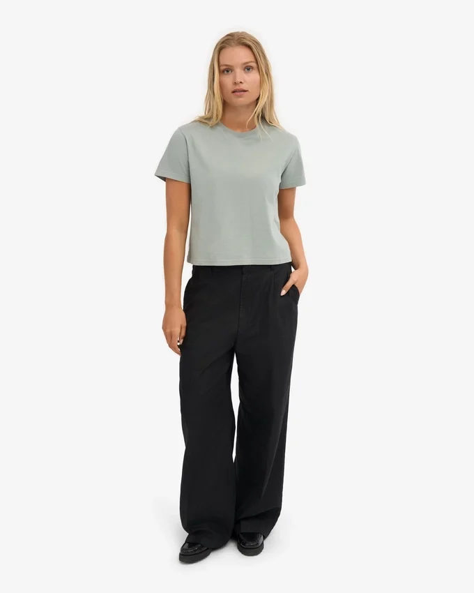 T-shirt court ample en coton bio - Bleu acier