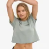 T-shirt court ample en coton bio - Bleu acier