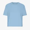 T-shirt court ample en coton bio - Bleu bord de mer