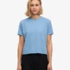 T-shirt court ample en coton bio - Bleu bord de mer