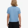 T-shirt court ample en coton bio - Bleu bord de mer