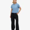 T-shirt court ample en coton bio - Bleu bord de mer