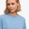 T-shirt court ample en coton bio - Bleu bord de mer