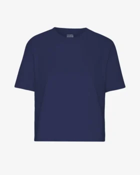 T-shirt court ample en coton bio - Bleu marine