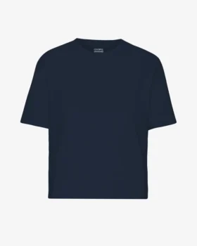 T-shirt court ample en coton bio - Bleu marine