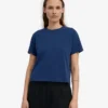 T-shirt court ample en coton bio - Bleu marine
