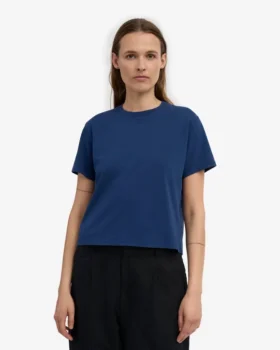 T-shirt court ample en coton bio – Bleu marine