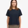 T-shirt court ample en coton bio - Bleu marine