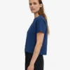 T-shirt court ample en coton bio - Bleu marine