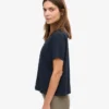 T-shirt court ample en coton bio - Bleu marine