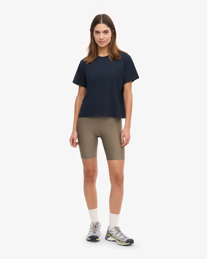 T-shirt court ample en coton bio - Bleu marine