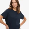 T-shirt court ample en coton bio - Bleu marine