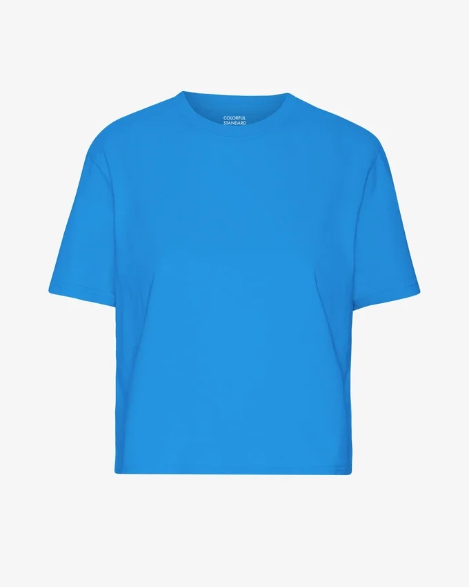 T-shirt court ample en coton bio - Bleu Pacifique