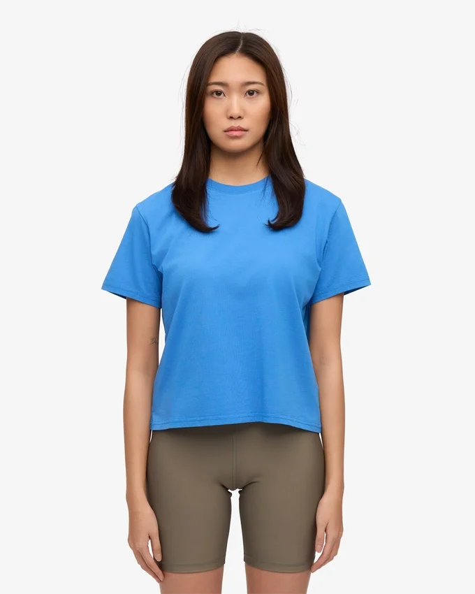 T-shirt court ample en coton bio - Bleu Pacifique