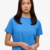 T-shirt court ample en coton bio - Bleu Pacifique