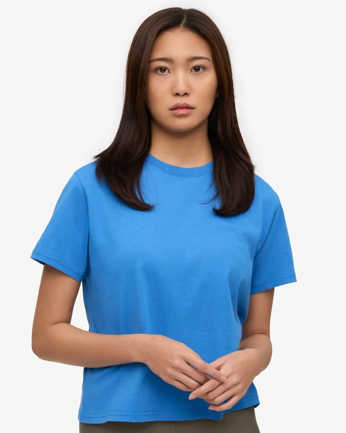 T-shirt court ample en coton bio - Bleu Pacifique