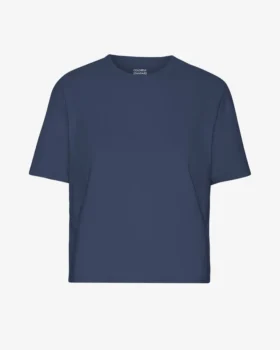 T-shirt court ample en coton bio - Bleu pétrole