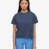 T-shirt court ample en coton bio - Bleu pétrole