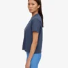 T-shirt court ample en coton bio - Bleu pétrole