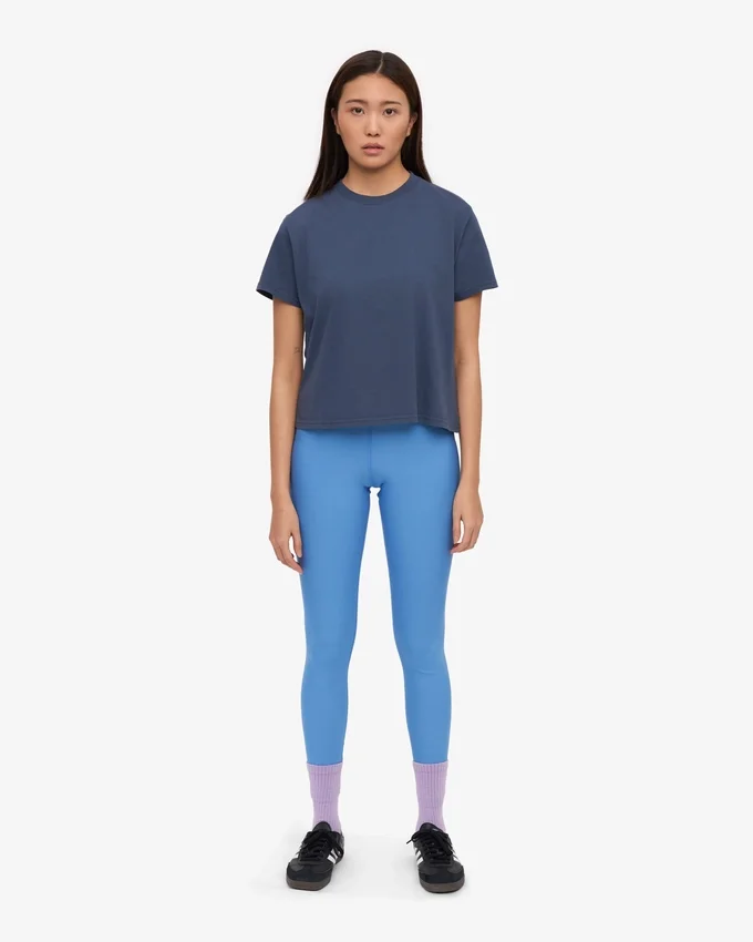 T-shirt court ample en coton bio - Bleu pétrole