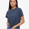 T-shirt court ample en coton bio - Bleu pétrole