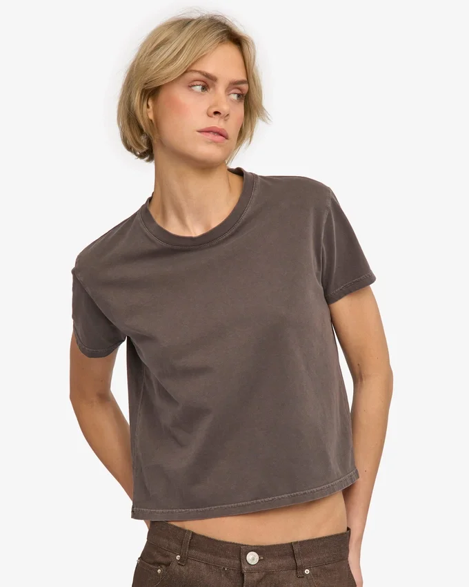 T-shirt court ample en coton bio - Faded Mud