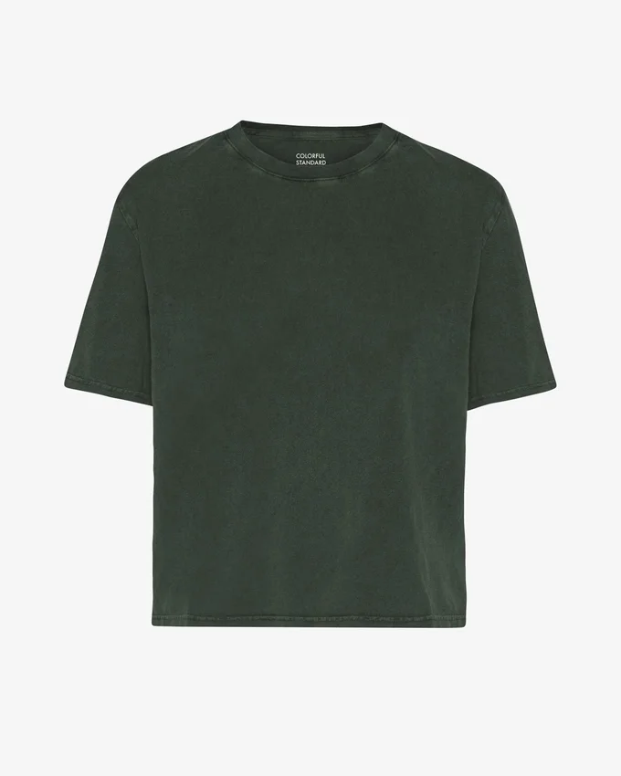 T-shirt court ample en coton bio - Forêt de minuit