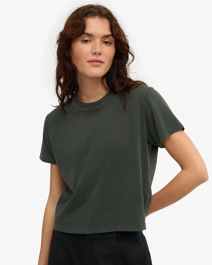 T-shirt court ample en coton bio - Forêt de minuit