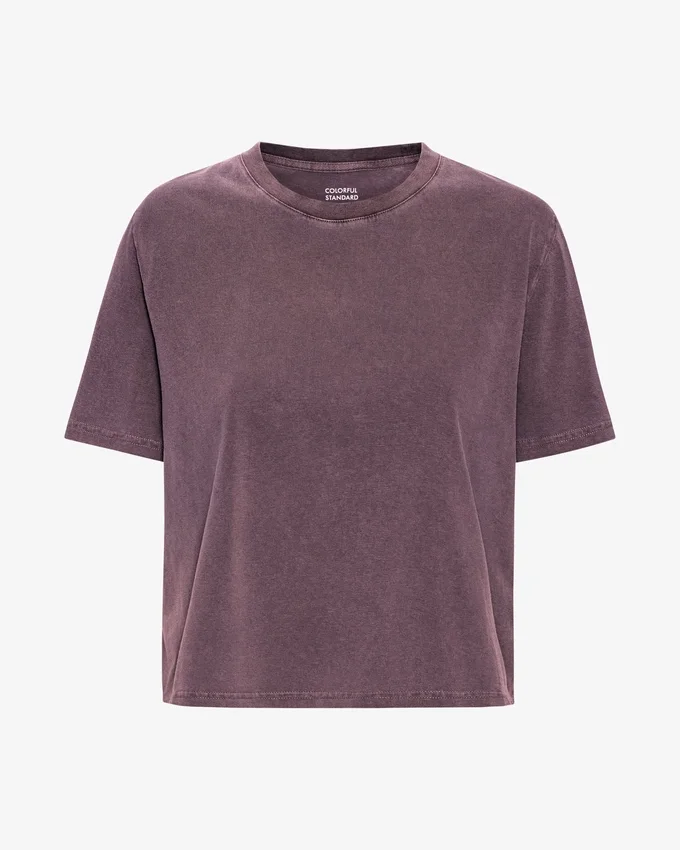 T-shirt court ample en coton bio - Grape délavé