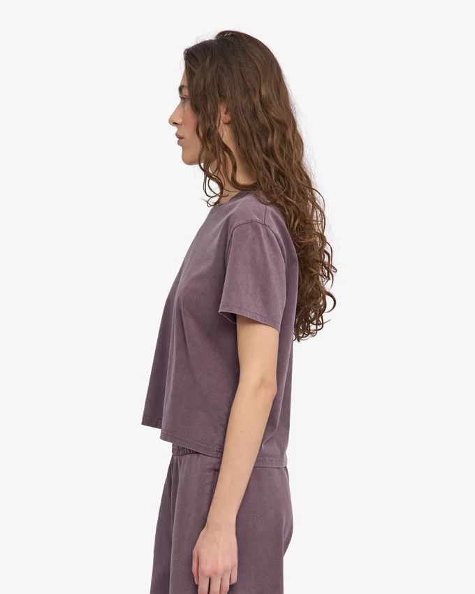 T-shirt court ample en coton bio - Grape délavé