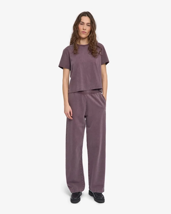 T-shirt court ample en coton bio - Grape délavé