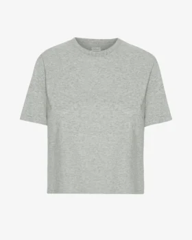 T-shirt court ample en coton bio - Gris chiné