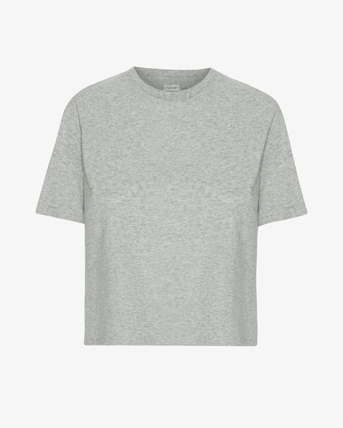 T-shirt court ample en coton bio - Gris chiné