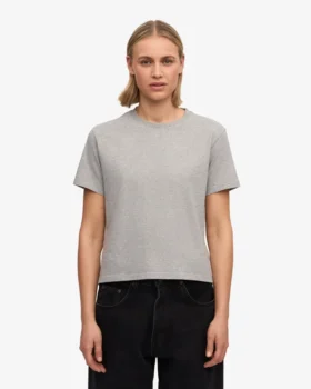 T-shirt court ample en coton bio – Gris chiné
