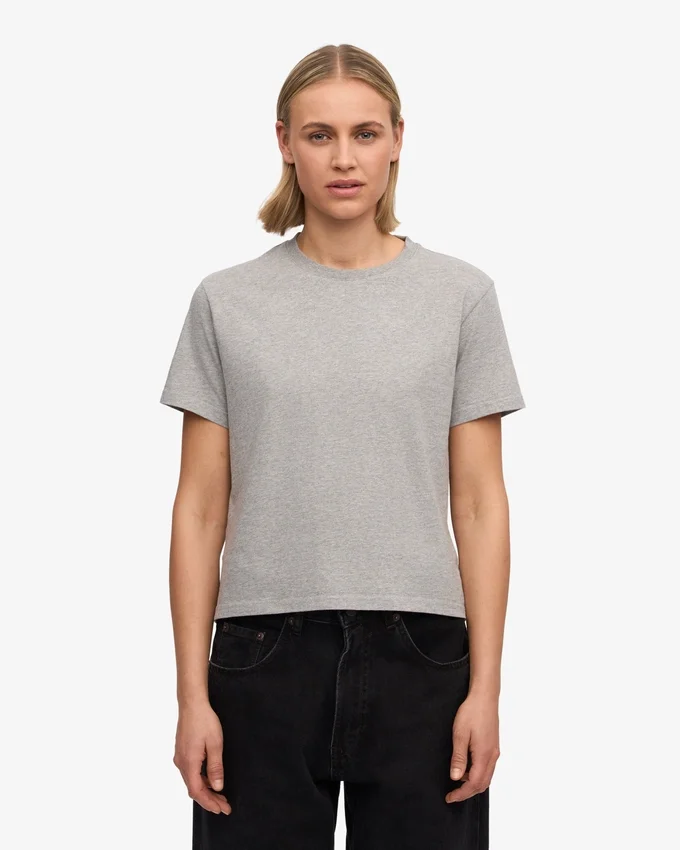 T-shirt court ample en coton bio - Gris chiné