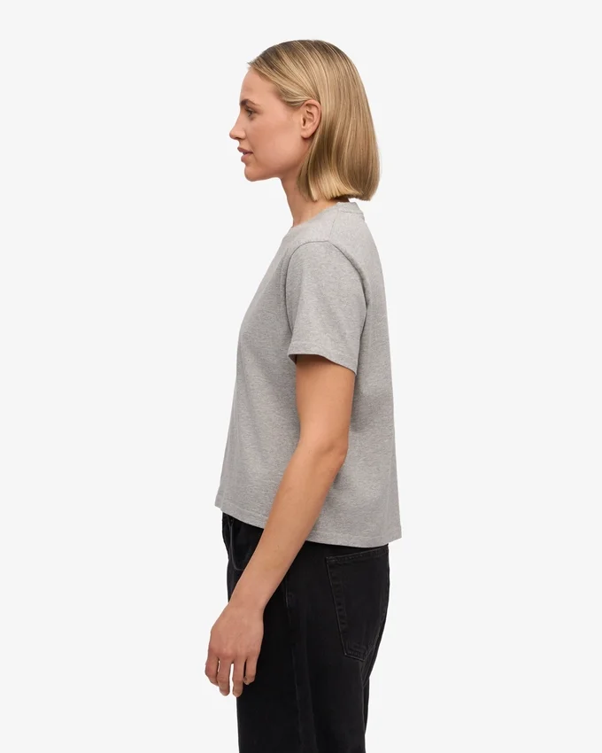 T-shirt court ample en coton bio - Gris chiné