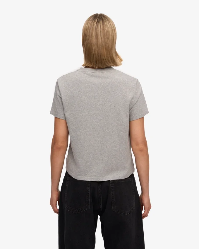 T-shirt court ample en coton bio - Gris chiné