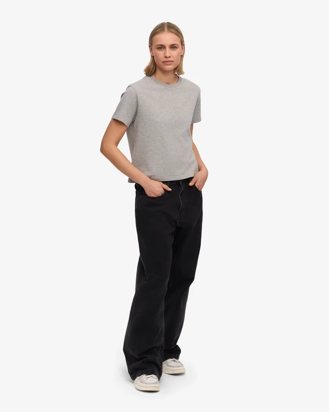 T-shirt court ample en coton bio - Gris chiné